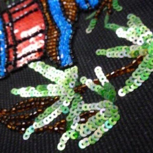 Isabella Fiore Black Set of 2 Velvet Sequins Small Coin Purse MINI BAG COSMETIC - Picture 7 of 11